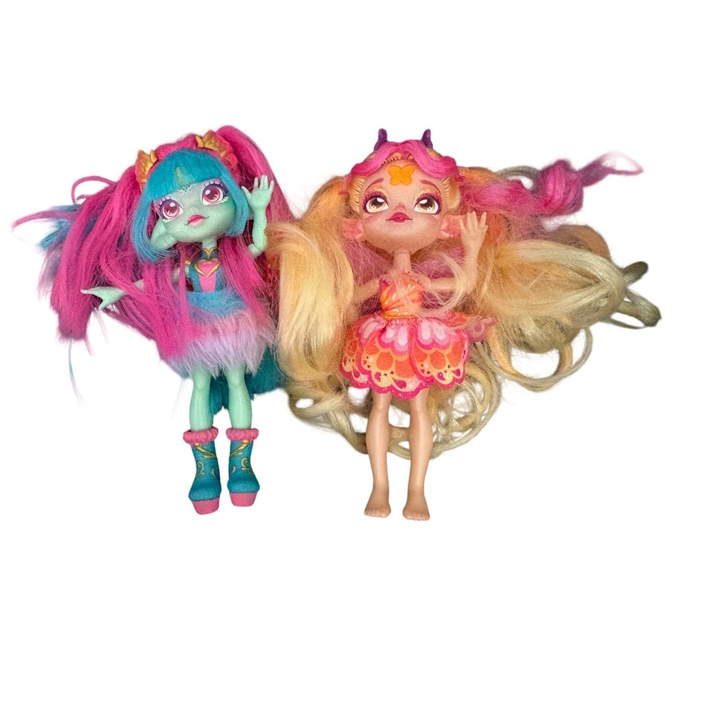 Moose Toys Magic Mixies Pixlings Marena Mermaid and Faye Fairy Dolls Lot of 2